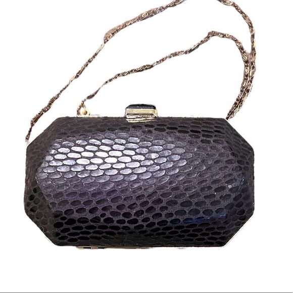 𝅺ROYAL Purple Snake Print Bejeweled Mini Shoulder Purse 7x4x 5x 2.5 - Picture 1 of 10